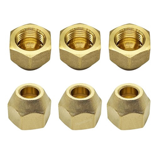 6 Pack 3/8 Inch Brass Flare Nuts SAE 45 Degree Tube Fitting Connectors