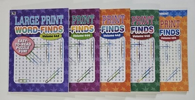 5 Large Print Word-Finds Puzzle Books Kappa Games Vol #443-446,454 Search,Hunt 