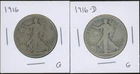 Lot of (2) Coins - 1916 & 1916-D Walking Liberty Halves *Semi-Key Dates!*
