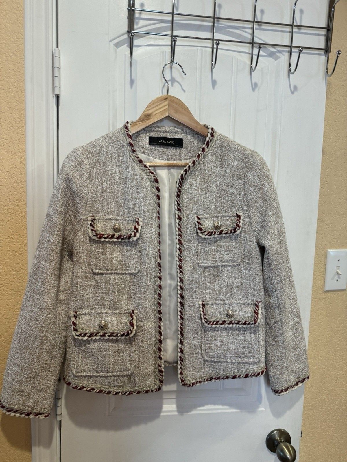 ZARA BLAZER SHORT ELEGANT TWEED BOUCLE BLAZER CARDIGAN JACKET EXTRA SMALL Size M image 2