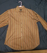 Scott Barber Striped Dress Shirt Mens Large Cotton Long Sleeve Multicolor