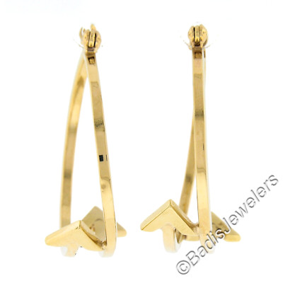 14K Yellow Gold 29mm Large Opposite Direction Dual Arrow Polished Hoop Earrings