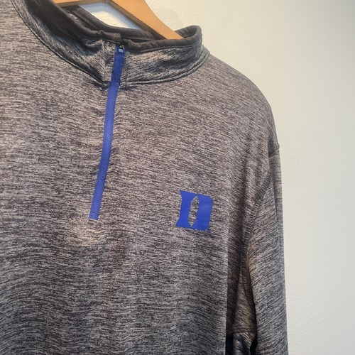 Duke Blue Devils Heathered Quarter-Zip Pullover Long Sleeve Shirt Mens Large - Picture 2 of 8