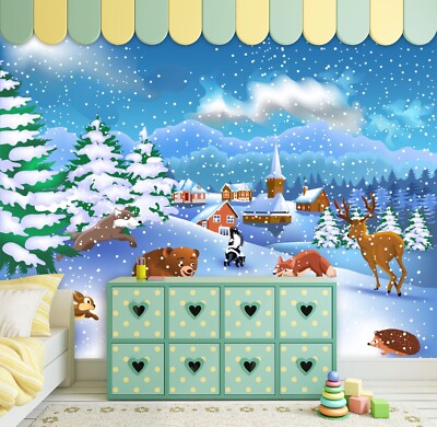 3D Snow Deer 12065 Wallpaper Mural Wall Print Wall Wallpaper Murals US Coco
