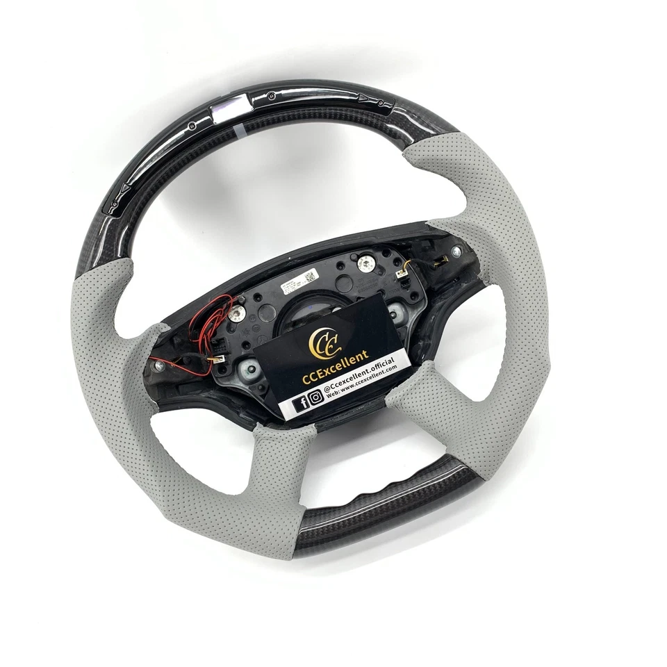 Volante LED de fibra de carbono para Mercedes Benz 07-13 S550 W216 CL63 S63 S65 Foto 3 de 4