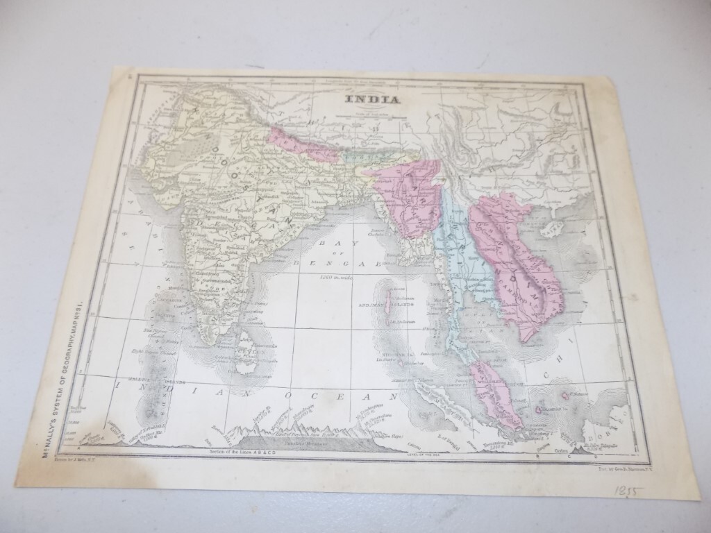 1855 Antique Map of INDIA, by McNally | eBay