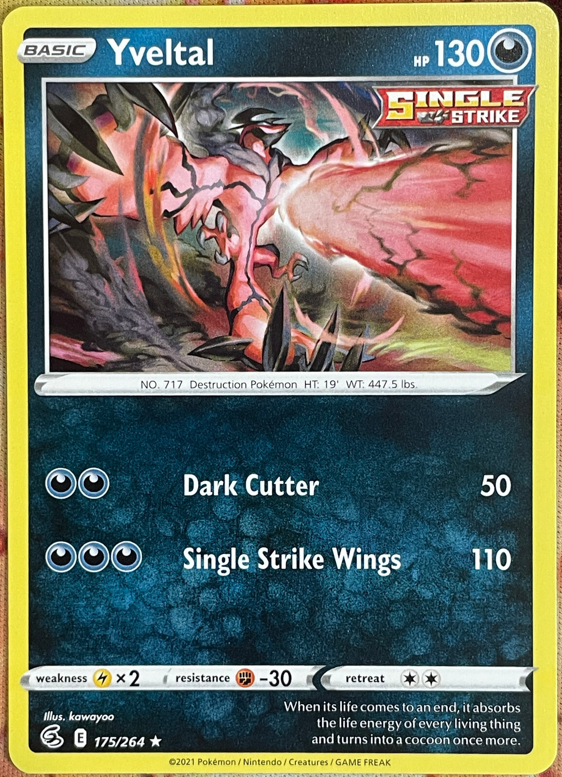 Yveltal Rare - 175/264 - Fusion Strike Pokemon 2021