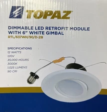 TOPAZ RTL/637WH/90/D DIMMABLE RETROFIT MODULE 6" GIMBAL