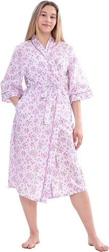 Women's Dressing Gown, Soft Poly Cotton Robe Loungewear and Sleepwear - Picture 7 of 18