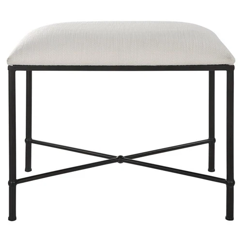 Uttermost Avenham Contemporary Iron and Fabric Small Bench in White/Black - Picture 3 of 6