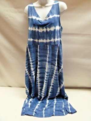 Ralph Lauren Chaps Midi Maxikleid Batik Hellblau Weiß Boho Festival Neu UK