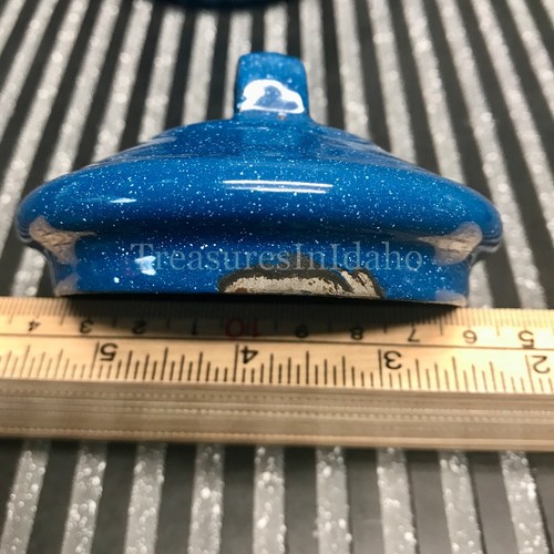 Vintage Cinsa Blue Enamelware Sugar Bowl & Very Rare Spoon Shabby Chic - Picture 8 of 12
