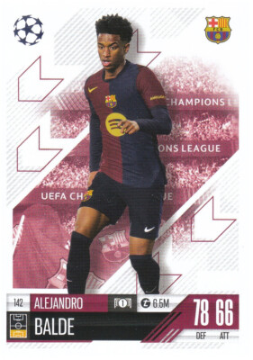 Alejandro Balde t6.5M linker Verteidiger Barcelona Topps Fußball Sammelkarte 142