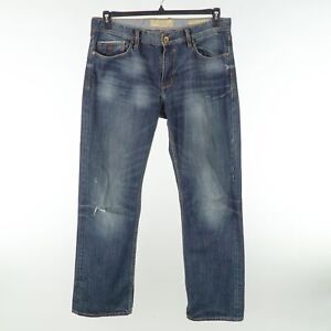 Guess Straight Leg Jeans Men's Size 36 X 30 Classic Distressed Dark Blue Wash