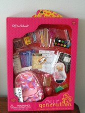 Our Generation Back to School Backpack Supplies Playset 18" Girl Doll American