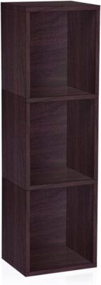 Way Basics Eco 3 Shelf Triple Cube Plus Narrow Bookshelf Storage Bookcase Brown