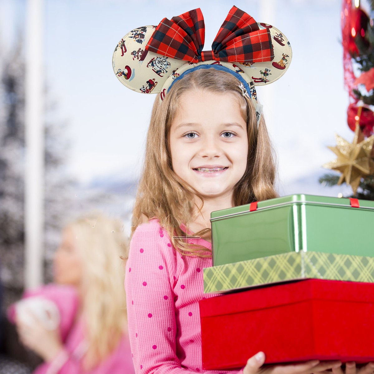 Disney Parks Limited Edition Christmas Minnie Mouse Ears Headband Lodge Snow Two Holiday Ear Headbands Arrive at Walt Disney World - WDW  main image 3