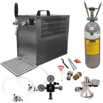 Zapfanlage Trocken Bierkoffer 60 L/h Set Druckminderer, Keg,Schläuche & CO² 2 kg