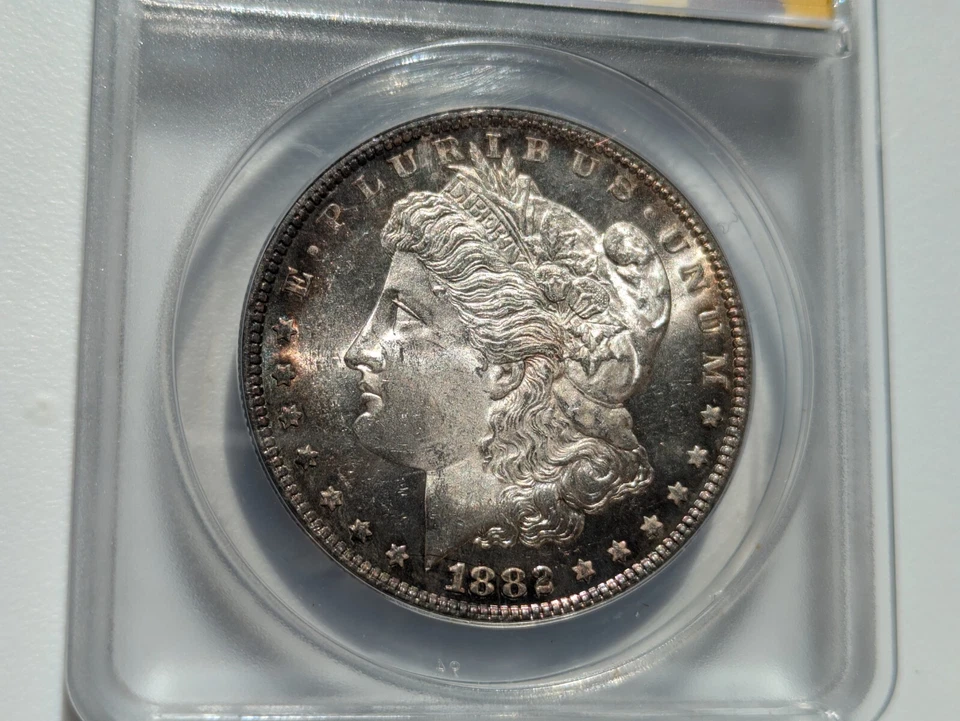 1882-P Morgan Silver Dollar ANACS MS 63 PL Prooflike High Eye Appeal Toned - Image 3 of 4