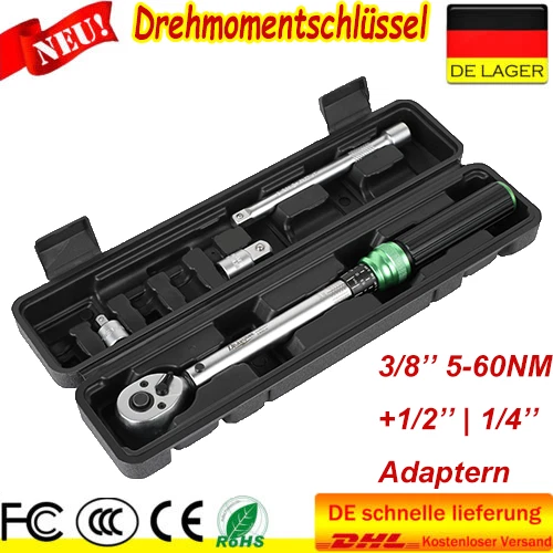 Drehmomentschlüssel 1/4" 3/8"1/2" 5-60Nm Fahrrad & Motorrad Drehmomentschlüssel