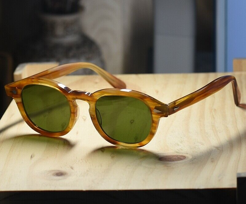Green Glass Lens Sunglasses Men Retro Vintage Johnny Depp Style