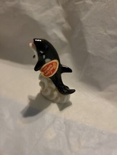 1950's vintage miniature jumping orca whale bone china japan shiken
