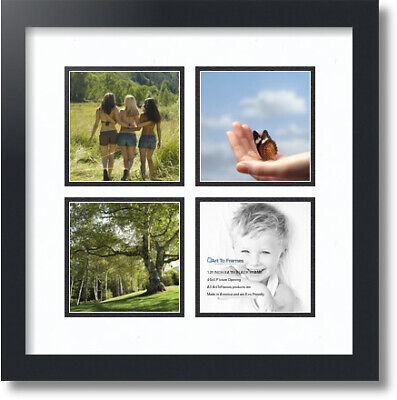 ArtToFrames Collage Photo Frame Double Mat with 2-4x7 Openings with Satin Black Frame and Seashell mat. 