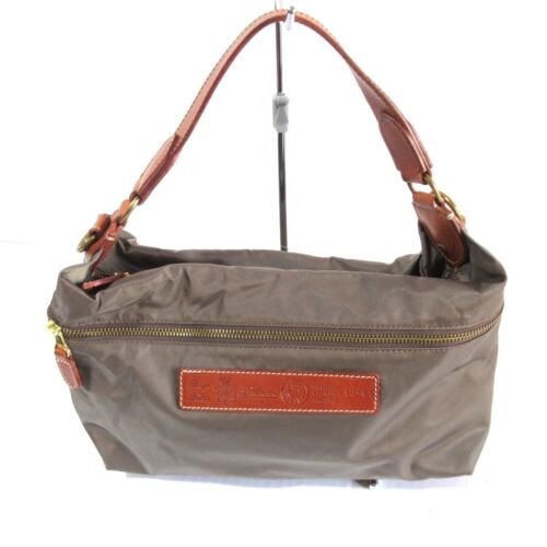 Auth Felisi - 10-81 Khaki Brown Nylon Leather Handbag - Picture 1 of 9