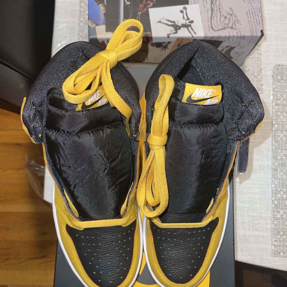 Nike Size 8 Air Jordan 1 High Retro Black Yellow Pollen Wu Tang