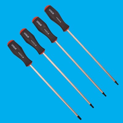 4pc 250mm Long Reach Heavy Duty Torx Screwdriver Magnetic Tips T15 T20 T25 T30