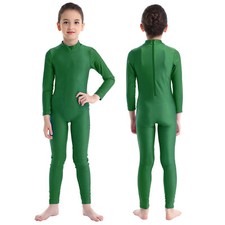 UK Girl's Long Sleeve Dance Gymnastics Leotard Unitard Full Length Jumpsuit