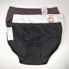 Jockey Women's 7 / L Smooth  Shine Panties Hi Cut Underwear 3 Pair Multicolor