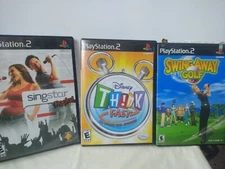 PlayStation 2 Lot, Swing Away Golf, Think Fast, Singstar Rocks W/Manuals 