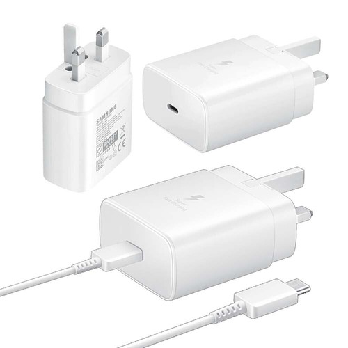 Cargador Original Samsung 45W Súper Rápido Reino Unido Enchufe de Red Cable USB C en Blanco - Imagen 11 de 36