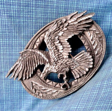 Western Flying Eagle Belt Buckle Diamond Cut Native Design Vtg 90s EJC .SHY396