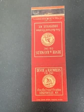 Vintage Kentucky Matchbook “Devoe & Raynolds Co Inc Railroad Finishes Louisville