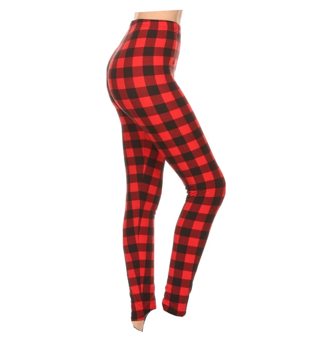 Womens red and black plaid best sale leggings