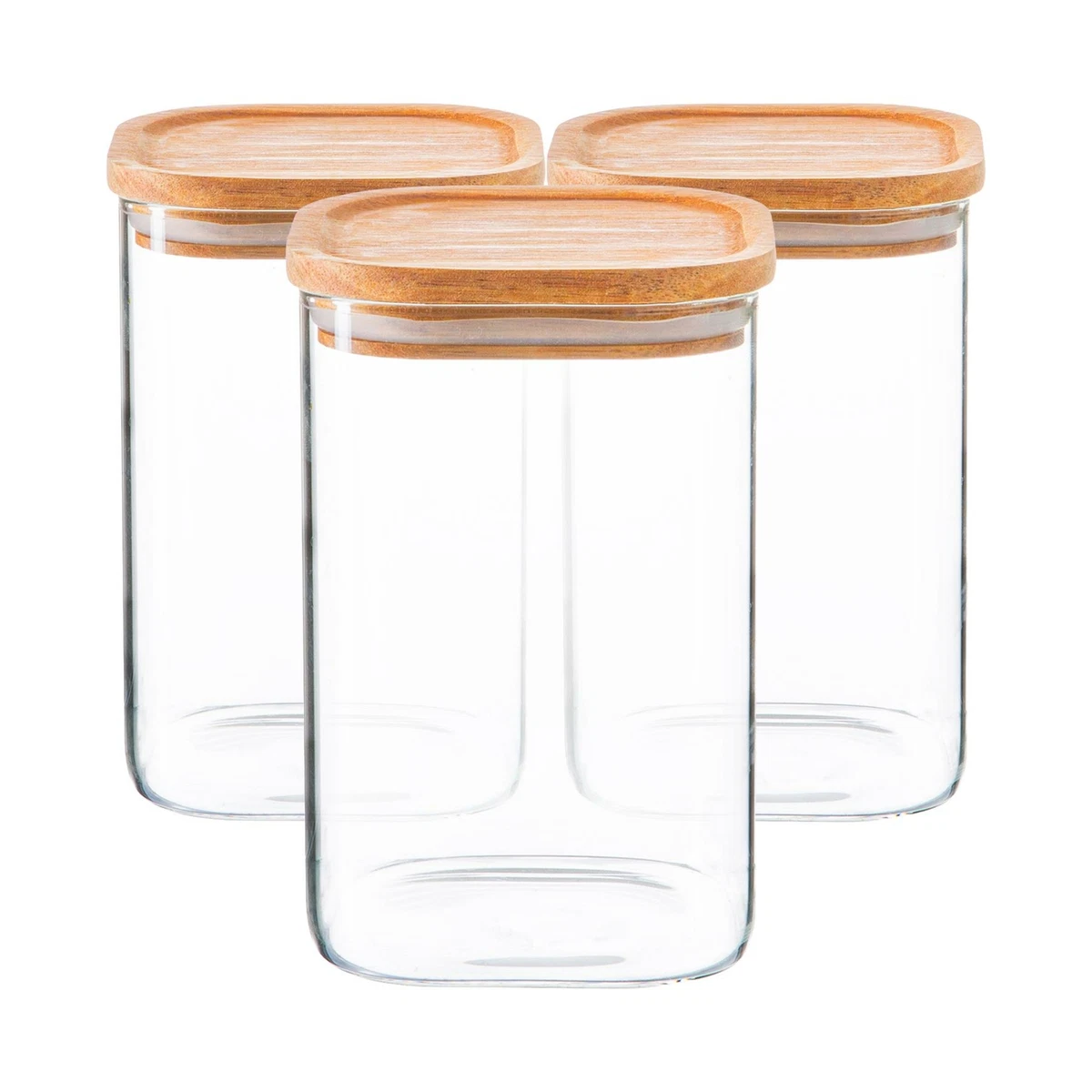 Square Glass Jars with Wood Lids