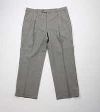 Vtg 70s Streetwear Mens 40x29 Wool Cuffed Wide Leg Chino Pants Houndstooth USA