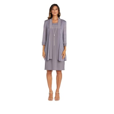R&M Richards Womens Plus 16W Silver Knee Length 2 Piece R&M Richards Womens Plus 16W Silver Knee Length 2 Piece