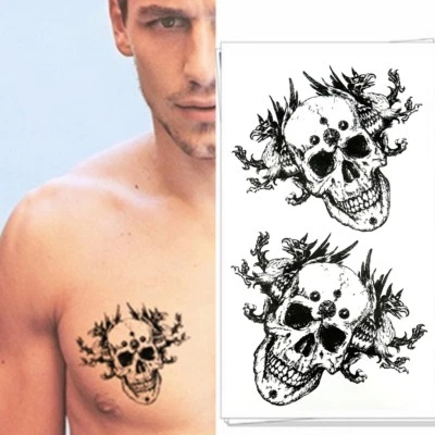 JUSTFOX Tatuaggio temporaneo teschio chimera design temporaneo adesivo body art