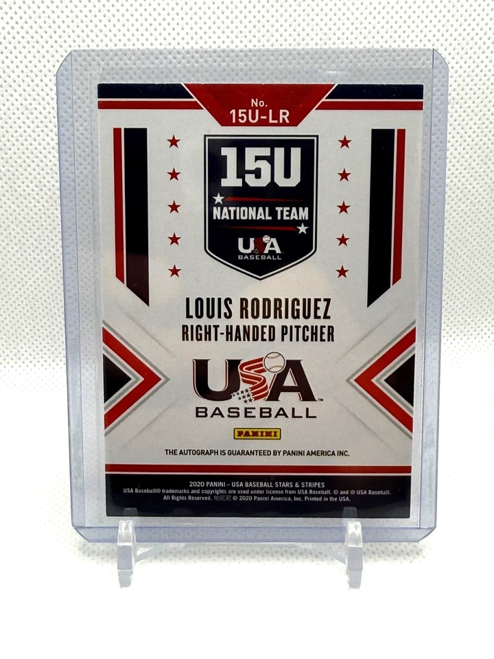 LOUIS RODRIGUEZ 2020 Stars & Stripes TEAM USA BASEBALL 15U BLUE INK AUTO #/299 - Image 2 of 2