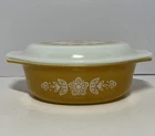 VINTAGE Pyrex #043 Butterfly Gold Oval Casserole Baking Dish 1-1/2 QT With Lid