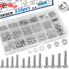 516Pcs Nuts and Bolts Assortment Kit 21-Sizes M3/M4/M5/M6 Nut Bolt Washer Assort