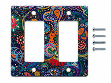 Decorative Paisley Double Light Switch Cover Plate Wall Plate Cover With Screws