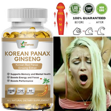 Korean Red Panax Ginseng 1600mg - 120 Capsules - Extra Strength Highest Potency