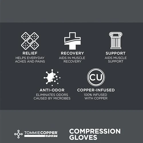 Guantes de compresión deportivos Tommie Copper HOMBRE L/XL MUJER L/XL, negros Foto 3 de 4