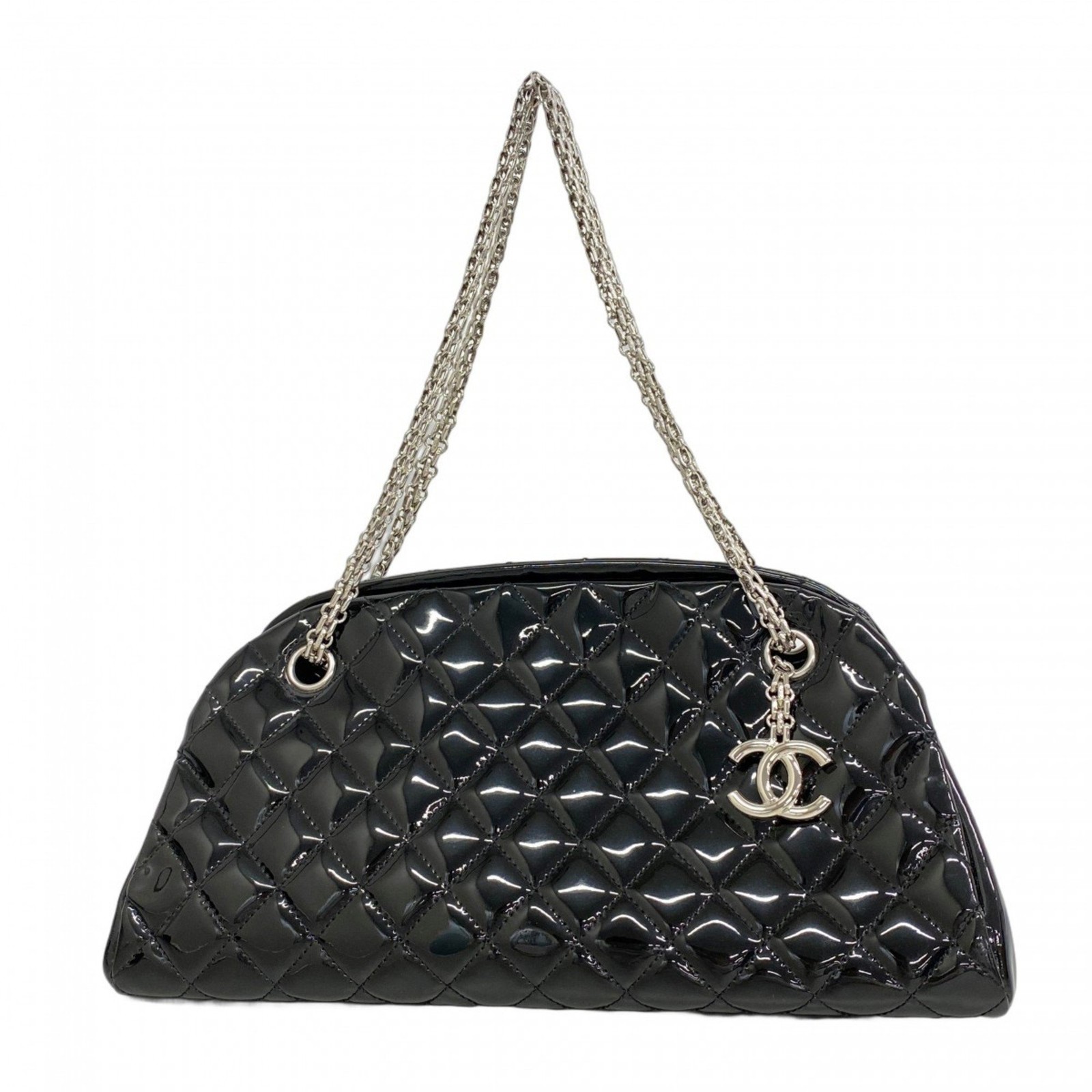Chanel Matelasse Mademoiselle Black Patent Leather Shoulder Bag for Women-image