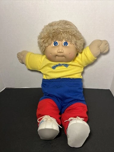 Vintage Cabbage Patch Kids Blonde Hair Blue Eyes Colorful Outfit- Shoes-  1980’s