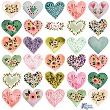 Violette Stickers Country Hearts Sticker Sheet Floral Patchwork Quilt Heart Art